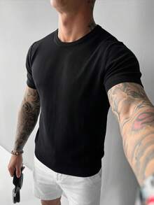 ZYNTH BALENO Men's Summer Fashion Crew Neck Short Sleeve Sweater, Suitable For Gym Sports, Cycling, Running - Black - View 1
