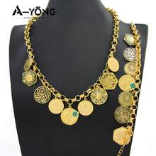 21k Gold Plated Luxury Dubai Necklace & Bracelet Set, Zirconia Embellished Muslim Middle Eastern Style Jewelry For Wedding Party - Necklace Set - View 8