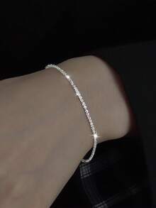 Nooxian 1pc Fashionable Stainless Steel Minimalist Bracelet For Women For Daily Decoration - Silver - View 1