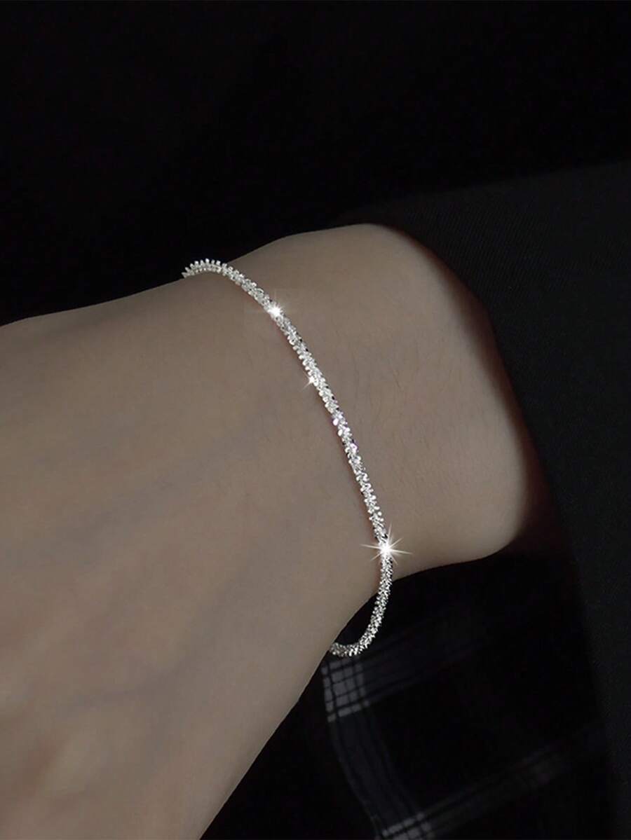 Nooxian 1pc Fashionable Stainless Steel Minimalist Bracelet For Women For Daily Decoration - Silver - View 1