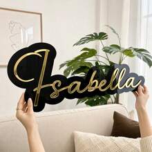 Custom Wavy Edge Acrylic Sign - Transparent Desktop Business Nameplate With Black Border, Suitable For Studio Branding, Countertop Display, Laser Engraved Logo Sign, For Office Reception And Retail Store Decor - Multicolor - View 6