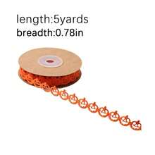 1 Roll, 5 Yards Halloween Lace Ribbon, Pumpkin & Ghost Mesh Hollow Decorative Trim, Suitable For Gift Wrapping, Party, DIY Headband, Halloween Decoration - Multicolor - View 12