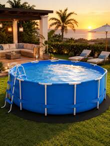 1pc/Set [Round Pool Mat], Multiple Sizes: 300cm-550cm, Suitable For Above Ground Pools, Pool Bottom Mat, Thickened Black Protective Liner, Prevents Punctures - Multiple Styles - View 6