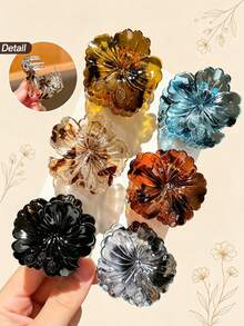 6pcs Girls Fashion Hawaiian Flower Hair Clips, Medium Size, Perfect For Beach And Seaside Use, Ideal Gift Accessory, Also Suitable For Daily Wear, Fits Half-Up Hairstyles - Multicolor - View 8