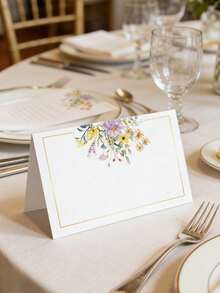 25/20/1 Floral Decoration Folding Wedding Table Cards, Suitable For Wedding Reception, Bridal Shower Seating, Table Cards, Table Numbers, Name Cards, Wedding Decor, Wedding Guest Cards, Party Table Cards And Party Supplies - Multicolor - View 4