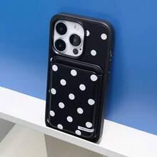Black White Polka Dot Magnetic Phone Card Holder, Detachable Adhesive Wallet Card Pocket For IPhone Android Smartphones,Two-Tone Polka Dot Magnetic Card Wallet, Reusable Adhesive Card Pocket For Daily ID Credit Card Storage - Multicolor - View 6