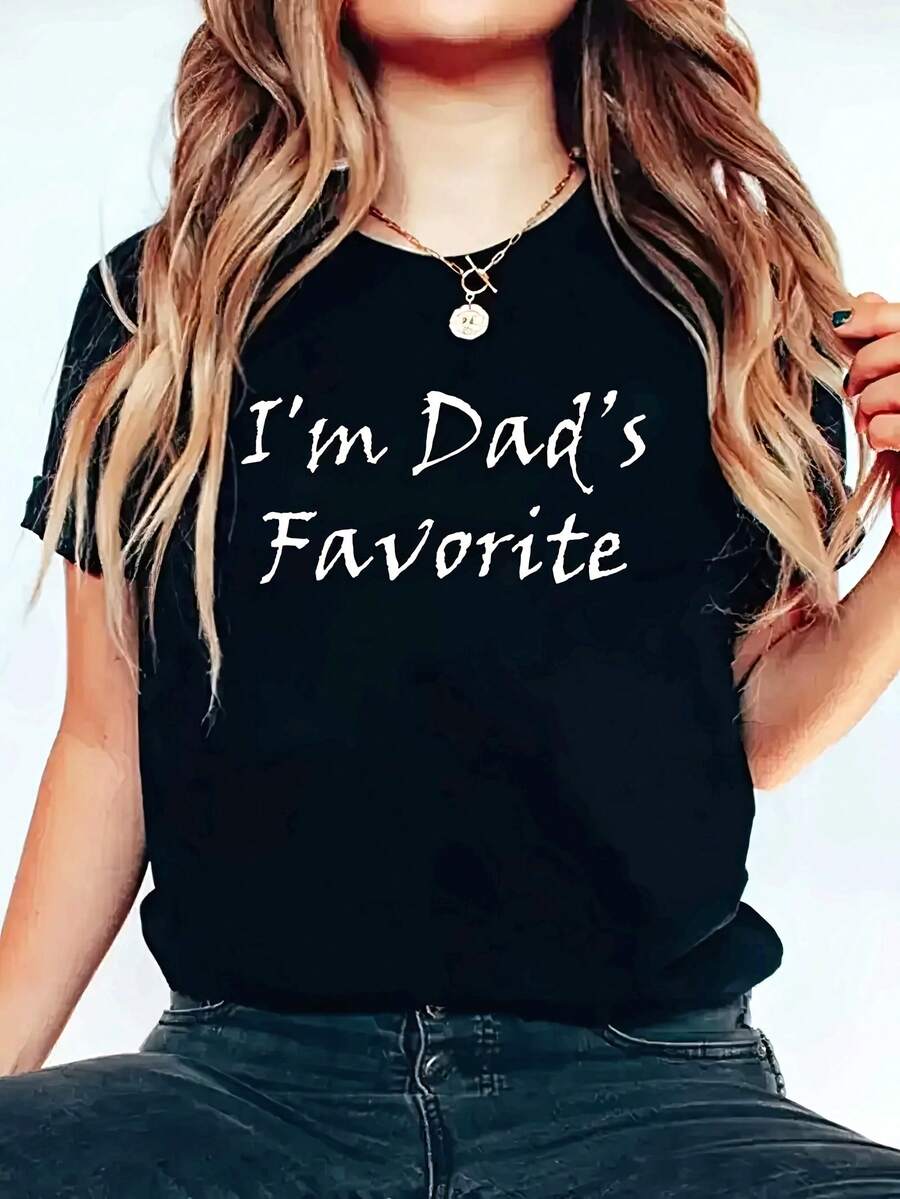 Camiseta casual de manga corta y cuello redondo, con estampado, muy adecuada para el verano y la primavera, diseñada para mujeres. - Negro - Ver 1