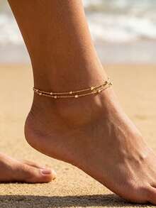 Bohemian Style Women's Double-Layer Anklet - Unique, Niche, Luxury Layered Anklet - Anklets - View 9