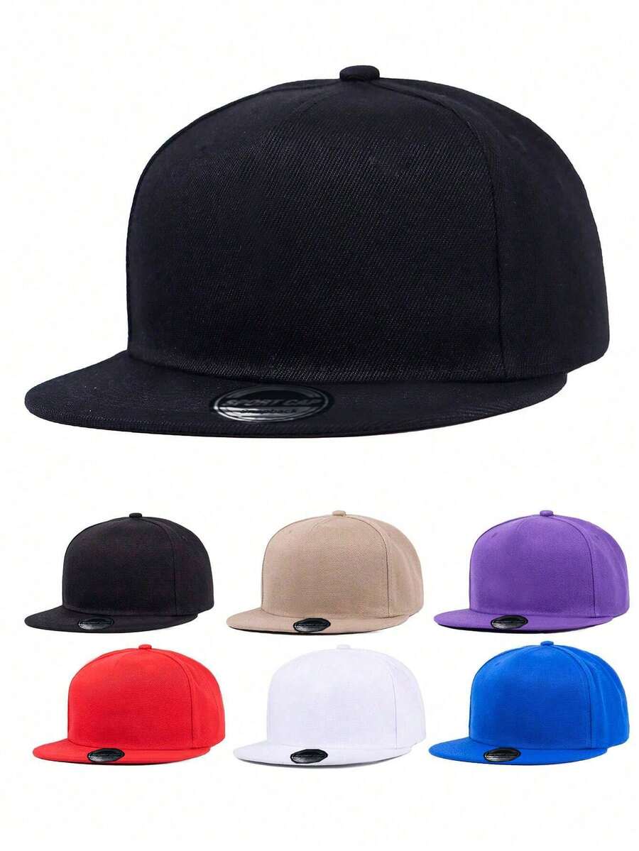 1pc Adjustable Solid Color Baseball Cap For Men, Buckle Design, Suitable For Baseball, Basketball And Other Sports, Unisex; Both Hip-Hop Sports Hat And Adjustable Outdoor Sun Protection Casual Hat - Black - View 1