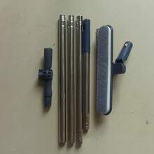 伸縮桿玻璃刮水器，4合1伸縮式窗戶清潔工具，配備2節伸縮桿，可旋轉清潔頭伸縮清潔工具，適用於室內/室外高處窗戶玻璃 - 四截式藍色款1件 - 查看 15