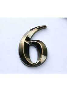 1pc 3D House ABS Digital Letter Classical Retro Copper Geometric Shape Self-Adhesive No-Drill Sunproof Waterproof Number Sign Suitable For American Villa Entrance - House Number - View 12