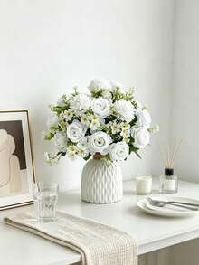 1pc Artificial Rose Flower, Suitable For Home, Wedding, Party Decoration, Table Centerpiece, Valentine's Day, Birthday Gift, Graduation Ceremony And Other Occasions - White - View 6