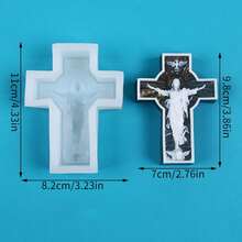 Floral Cross Shaped Silicone Mold For DIY Handmade Aromatherapy Candles, Plaster, Resin Home Decor Ornaments - Cross - View 2