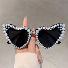 1pc BRIDE Letter Rhinestone & Pearl Heart Shaped Fashion Party Eyeglasses For Men And Women Single Party - View 9