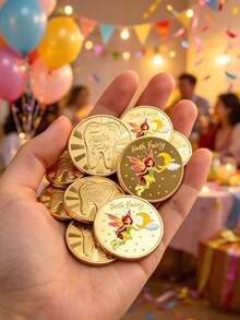 1pc Tooth Fairy Theme 3D Embossed Gold Plated Commemorative Coin, Suitable For Tooth Loss, Birthday, Holiday Gift, Perfect For Christmas Party, Room Decor, Home Decor, Christmas Small Gift, Classroom - Multicolor - View 7