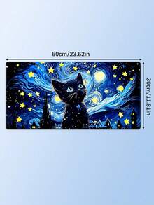 Alas Mouse Gaming Kucing Hitam Berbintang, Alas Meja Estetik Terinspirasi Van Gogh, Alas Karet Anti Selip & Tepi Berjahit, Produk Baru - View 12