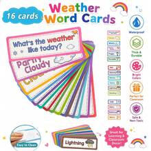Lachilly 8/16pcs Weather, Day Of The Week, Month And Season Learning Cards Set, Montessori Children Education Flash Cards, Classroom Wall Decor Teaching Supplies - Multicolor - View 16