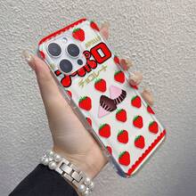 Funda para Teléfono - 1 Funda Transparente de TPU con Cojín de Aire, Diseño Minimalista de Alta Gama con Patrón de Chocolate y Fresas, Anti-Caídas, Compatible con iPhone 11/12/13/14/15/16E/17 Pro Max/Plus/Air - Colores mixtos - Ver 6