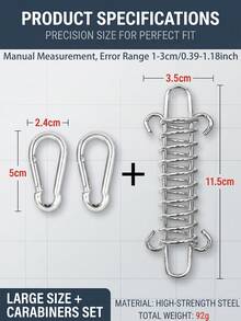 Bộ móc treo lều chống gió mạnh bằng thép không gỉ kèm lò xo lớn và móc leo núi, khóa dây thép cường độ cao, kẹp cố định mái che chống nắng dạng móc lò xo, dùng cho cắm trại - Nhiều màu - Xem 4