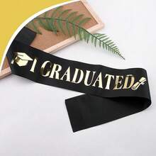 Graduate Sash - Graduation Sash 2026, Black And Gold Graduation Party Supplies, Class Of 2026 Grad Sashes, Congratulations Grad Satin Sashes With Art - Black - View 3