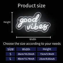 1個 Good Vibes LED 霓虹燈 綠色霓虹燈 剪影壁燈 遊戲室裝飾 家居裝飾 生日禮物 壁飾 壁燈 卡通夜燈 壁畫 男友生日禮物 聖誕 5V USB 供電 附內線開關 - 黃色 - 查看 7