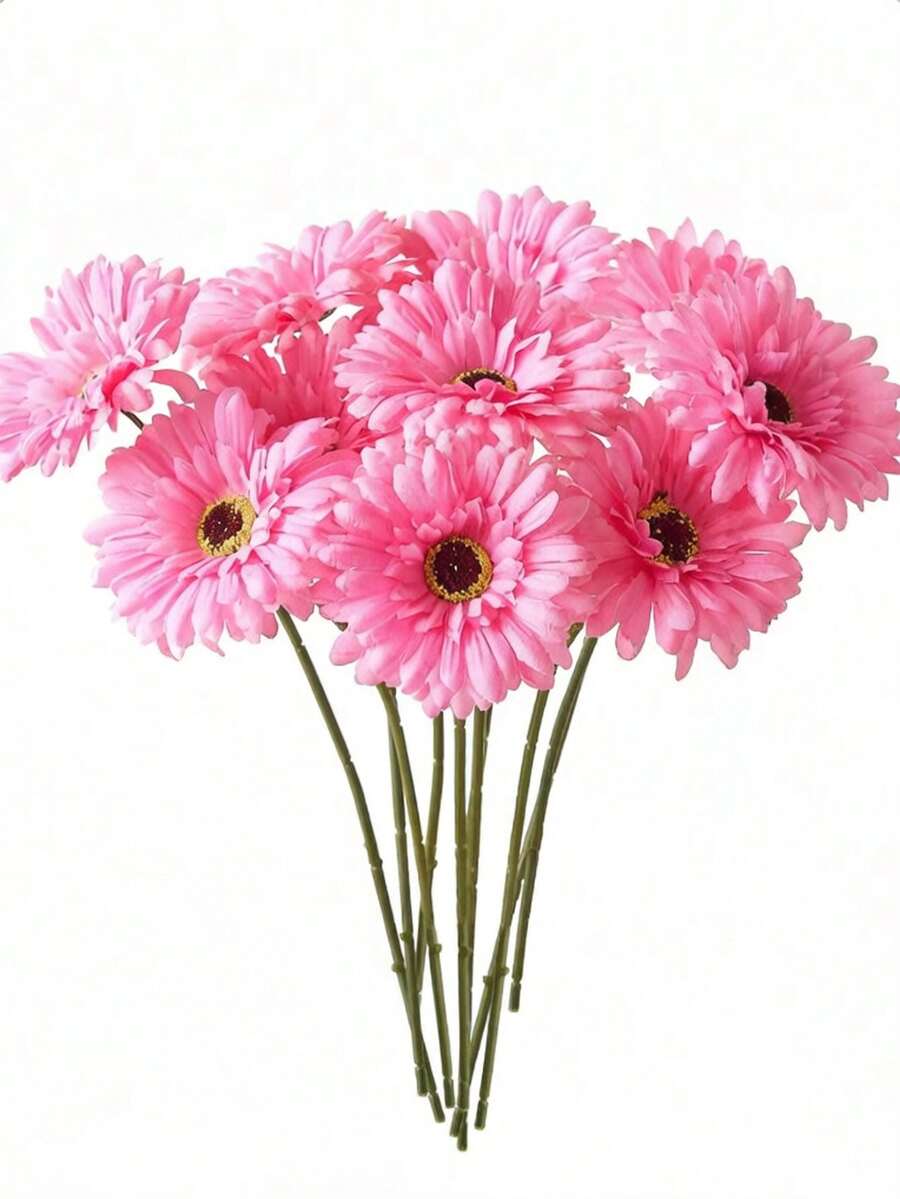 6/12pcs Artificial African Daisy Flowers, Silk African Daisy, Artificial African Daisy Fake Sunflower, Bulk Artificial Flower Bouquet, Suitable For Home Decor, Living Room, Office, Kitchen, Wedding, Room Decoration, Wedding Accessories, Used For Wedding Bridal Bouquet, Party Home, Kitchen Decor, Garden Decor, Outdoor Plants, Gardening, Artificial Flowers, Autumn Decor, Table Decor, Cake Decor, Artificial Plants, Decorative Items, Wedding Anniversary Coordination - Hot Pink - View 1