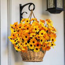 40pcs = 4 Bunches Sunflower Daisy Dual-Color Artificial Flowers, Indoor/Outdoor UV-Resistant Realistic Plastic Fake Flowers, Suitable For Wedding Balcony Patio Porch Garden Office Room Yard Decoration, Thanksgiving Autumn Decor - Yellow and Orange Bicolor - View 12