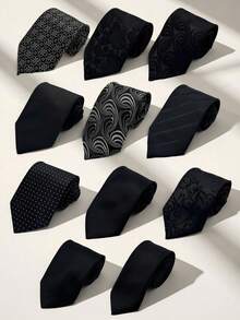 1PC Fashion Business Formal Versatile Elegant Tie, Suitable For Business Workplace, Party, Interview, Commute, Wedding - Black - View 1