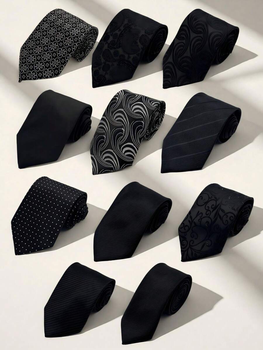 1PC Fashion Business Formal Versatile Elegant Tie, Suitable For Business Workplace, Party, Interview, Commute, Wedding - Black - View 1