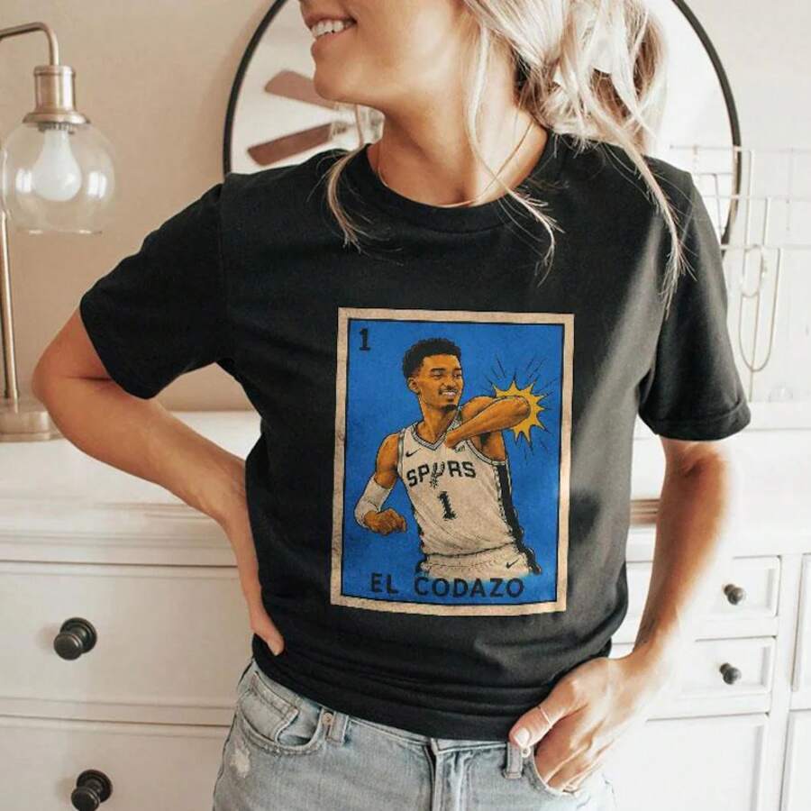 Crazy Hispanic El Codazo Wemby Basketball Player T Shirt - Black - View 1