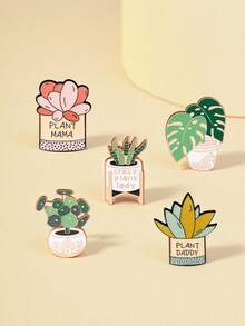1/5pcs Artistic Fresh Green Plant Potted Brooch, Succulent Monstera Leaf Shaped Metal Pin, High Fidelity Exquisite Craftsmanship With Texture, Versatile Eye-Catching Accessory For Daily Wear - Multicolor - View 8