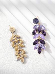1 Pair Purple Crystal Ear Of Rice Fashion Earrings Suitable For Daily Wear - Purple - View 3