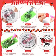 7-Star Ladybug 8pcs DIY Diamond Painting Coaster Set, Round High-Gloss Rhinestone Surface, Firm Adhesion With Complete Tool Kit, Easy For Beginners, Stress-Relieving Craft, New Year Spring Festival Valentine's Day Christmas Teacher's Day Holiday Gift, Heat-Insulating Decorative Coasters For Dining Table And Coffee Table, Gift For Family, Friends, Besties, Teachers - Multicolor - View 4