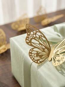 Cirelle 12/48/72Pcs 3D Hollow Butterfly Wall Sticker Cake Decor Toppers Wedding Decor Living Room Home Decor Butterflies Stickers Gender Reveal Party Decor Room Decor Wall Decor Personalised Stickers - Gold - View 2