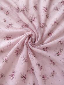 1 pieza Tela de gasa con estampado floral rosa, material suave y transpirable, suministros de costura para diseñador, adecuado para cortinas, manteles, decoración del hogar y telas para prendas de vestir - Multicolor - Ver 7