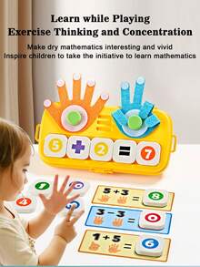 1 pieza Juguete de aprendizaje de matemáticas de conteo de dedos para niños, ayuda de enseñanza de suma y resta para preescolares de 3+ años, con caja de almacenamiento, bloques de conteo Montessori portátiles, correa ajustable para el hombro, gancho y bucle duraderos, desarrolla el sentido numérico y el pensamiento computacional - Multicolor - Ver 6