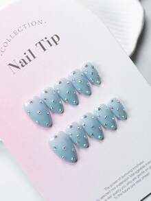 10 Pieces Of 100% Handmade Black Cat Eye Iridescent Diamonds, Each With A Unique Handmade Polka Dot Design. Reusable Handmade Fake Nails, Suitable For Women And Girls To Wear At Holiday Gatherings. Including 1 Nail File And 1 Piece Of Jelly Glue - Multicolor - View 2