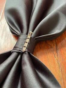 A Black Satin Back Large Double Bow Accessory Waist Decoration 37cm - Black - View 7