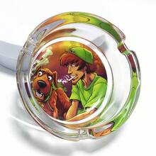 Fashion Creative Pattern Glass Ashtray, 3.34 Inch Round Ashtray, Bar Decor Home Decoration Ashtray, Cartoon Theme Ashtray, Gift For Friends - Colorful - View 6