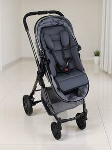 1 buah Alas Kursi Kereta Bayi, Bantalan Nyaman 2-in-1 untuk Bayi Baru Lahir hingga Balita, Lembut, Bernapas, dan Nyaman, Bantalan Kursi Sepanjang Musim, Cocok untuk Berbagai Kereta Bayi - Dark Grey - View 6