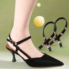 1 Pair Women's Summer Sandals, Double Buckle Straps, Anti-Slip Transparent Straps, Multicolor, High Heel Anti-Slip Straps - Black - View 7