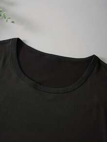 Camiseta mujer manga corta cuello redondo algodón transpirable, diseño deportivo baloncesto y frase, casual para salidas y ocio - Negro - Ver 3