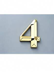 1pc 3D ABS Digital Luxury Style Glossy Gold Geometric Back Adhesive No-Drill Sun-Proof Waterproof Door Sign Gold Number Label Suitable For Villa Luxury Mansion Main Entrance - House Number - View 13