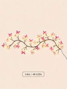 1件裝 蝴蝶藤蔓LED壁燈，USB供電 1.5m/1.8m 30/48顆LED 暖白色可彎曲枝條仙女燈，適用於臥室、客廳、餐廳裝飾 - 暖白光 - 查看 10