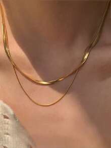 Nooxian 2 piezas/set Collar de cadena minimalista - Amarillo Oro - Ver 1