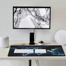 1 Stück große Weltkarte Mauspad, blau leuchtendes Design im Dunkeln, Gummibasis, 35,4 X 15,7 Zoll, rechteckige Schreibtischunterlage für Gaming und Büro PC Zubehör, - Laptop Mauspad | Schulbedarf | Gaming Setup | Büro Zubehör - Weltkarte (blau) - Übersicht 5