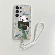 1個時尚純Android環形腕帶 + TPU材質竹子熊貓圖案透明奶油質感全覆蓋防震手機殼 加厚防滑保護套 適用於 Honor - 無色 - 查看 6