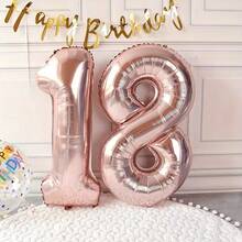 2pcs 32 Inch Gold Number 1 And 8 Aluminum Foil Balloons, Birthday Party Decoration Balloons, 18th Birthday Decoration, Coming Of Age, Celebrating 18th Birthday Decoration - View 3