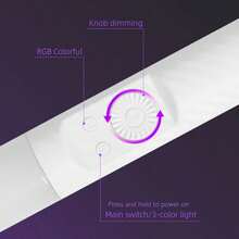 Borriig Handheld Light Wand, 360° RGB LED Photography Light Stick, 1800mAh Rechargeable Tubular Lamp, 2500-6500K Dimmable Camera Light, Synchronized With Music, Creates An Absolutely First-Class Atmosphere - Lamp (49.5cm/19.4inch) Stand (110cm/43.3inch) - View 10