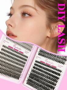 640片 D/C捲度 10-16mm 10D+20D/30D+40D/50D+60D/80D+100 個別假睫毛 DIY接睫毛書，睫毛簇可佩戴。放大眼睛，提升眼尾，DIY接睫毛，接睫毛。適用於約會、派對、音樂節、萬聖節使用 - C/D 混合 - 查看 7